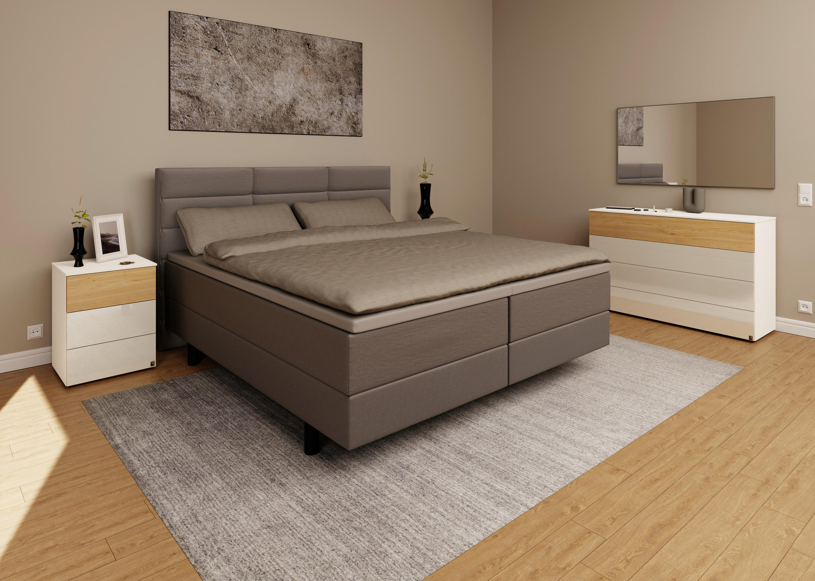 BOXSPRINGBETT 180/200 cm  in Grau  - Schwarz/Grau, KONVENTIONELL, Holzwerkstoff/Kunststoff (180/200cm) - Musterring