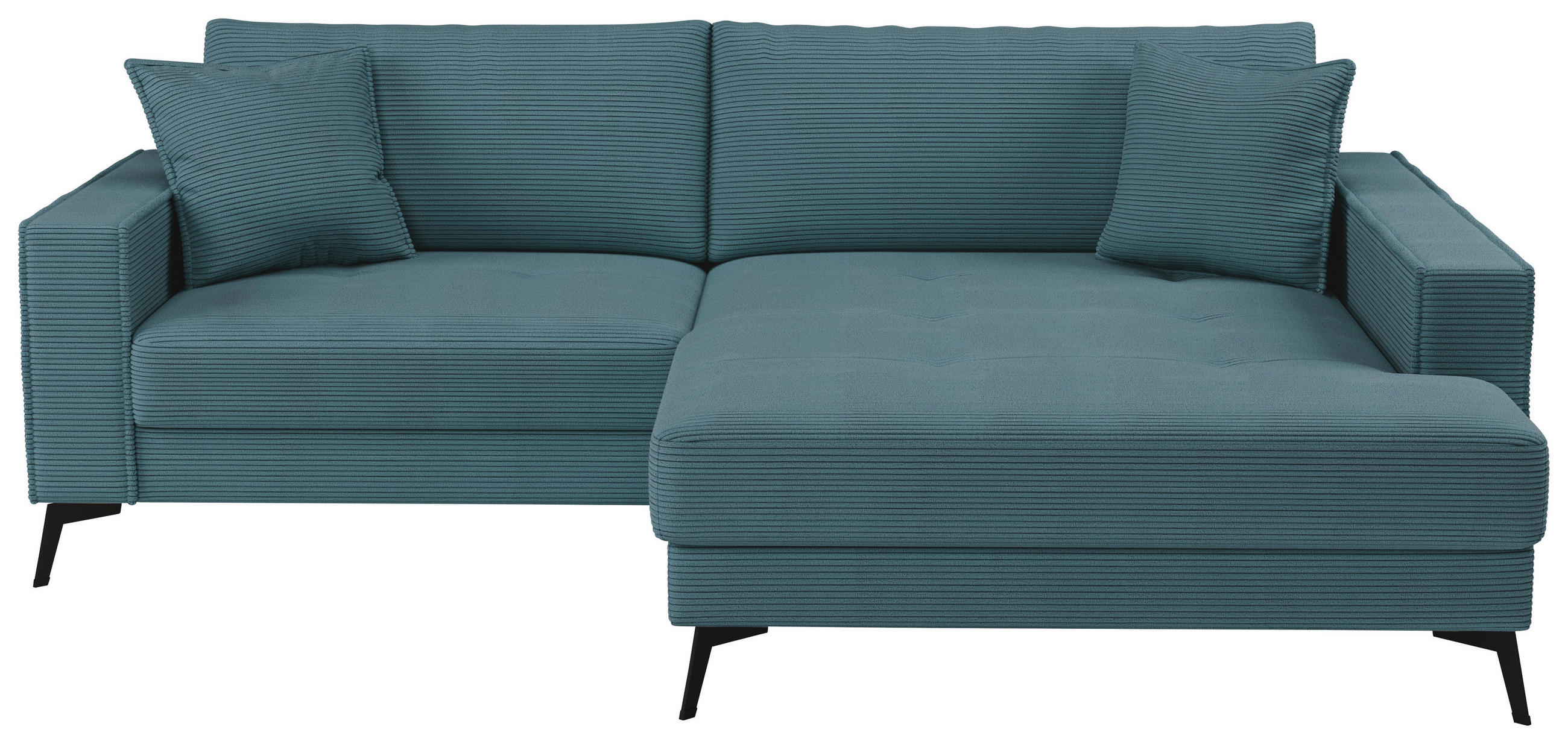 ECKSOFA TED Blau Cord Zierkissen  - Blau/Schwarz, Trend, Textil/Metall (228/174cm) - P & B