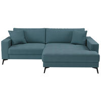 ECKSOFA TED Blau Cord Zierkissen  - Blau/Schwarz, Trend, Textil/Metall (228/174cm) - P & B