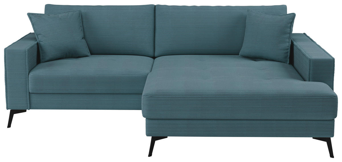 ECKSOFA TED Blau Cord Zierkissen  - Blau/Schwarz, Trend, Textil/Metall (228/174cm) - P & B