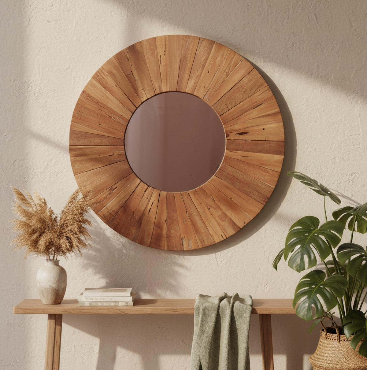 WANDSPIEGEL 65/65/4 cm    in  - Naturfarben, Design, Holz (65/65/4cm) - Livetastic