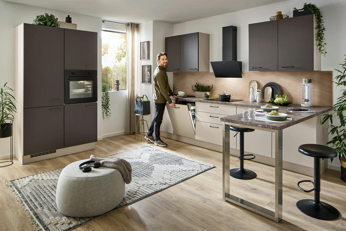 EINBAUKÜCHE 099  - Sandfarben, Design, Holzwerkstoff - Celina