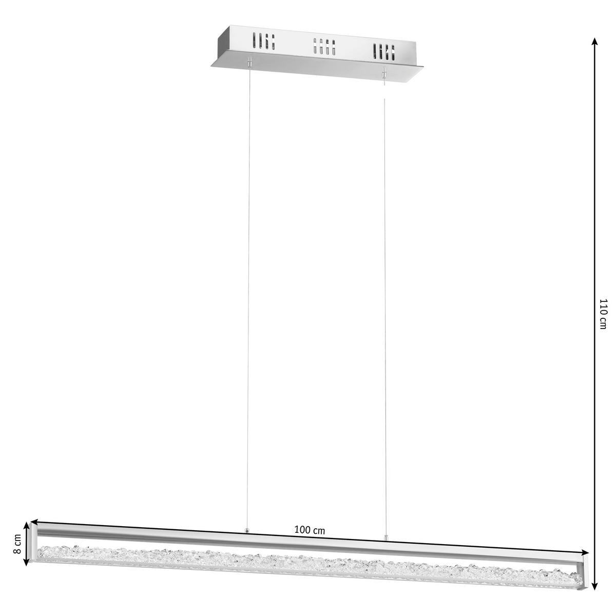 KRISTALL-HÄNGELEUCHTE 100/8/110 cm   - Klar/Chromfarben, Design, Glas/Metall (100/8/110cm)