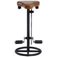 BARHOCKER Echtleder Braun, Schwarz Eisen  - Schwarz/Braun, LIFESTYLE, Leder/Metall (41/77/41cm) - Landscape