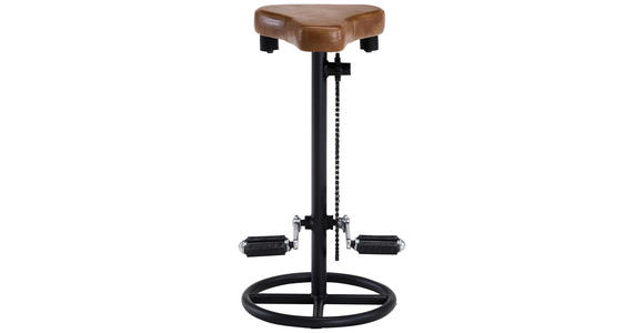 BARHOCKER Echtleder Braun, Schwarz Eisen  - Schwarz/Braun, LIFESTYLE, Leder/Metall (41/77/41cm) - Landscape