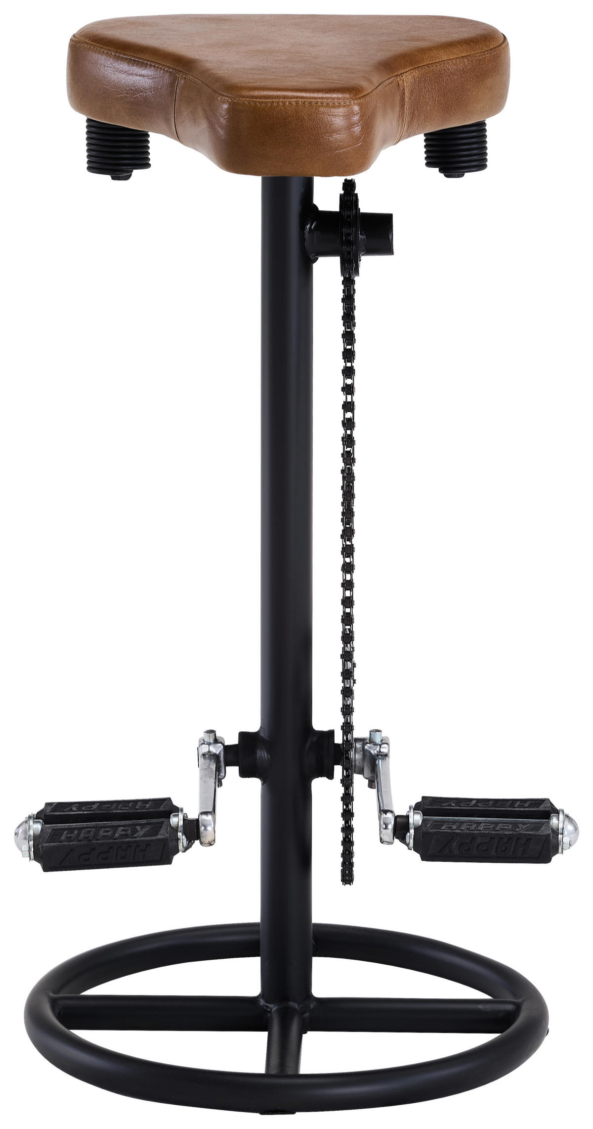 BARHOCKER Echtleder Braun, Schwarz Eisen  - Schwarz/Braun, LIFESTYLE, Leder/Metall (41/77/41cm) - Landscape
