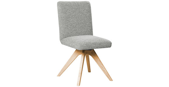 STUHL  Sitzfläche 360° drehbar Webstoff  - Eichefarben/Hellgrau, KONVENTIONELL, Holz/Textil (47/89/60cm) - Linea Natura