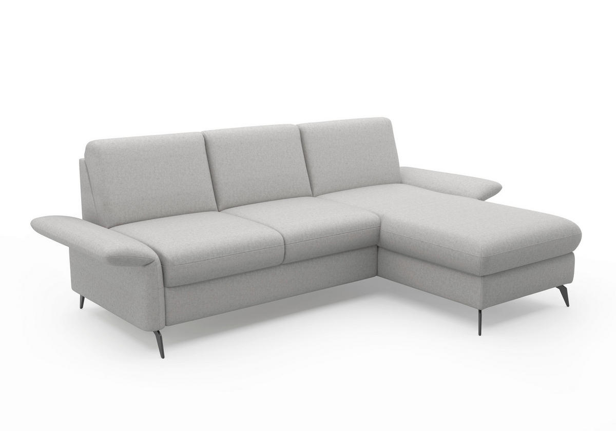 ECKSOFA ROCHELLE E Hellgrau Flachgewebe  - Hellgrau/Schwarz, KONVENTIONELL, Textil/Metall (251/164cm) - Sit & More