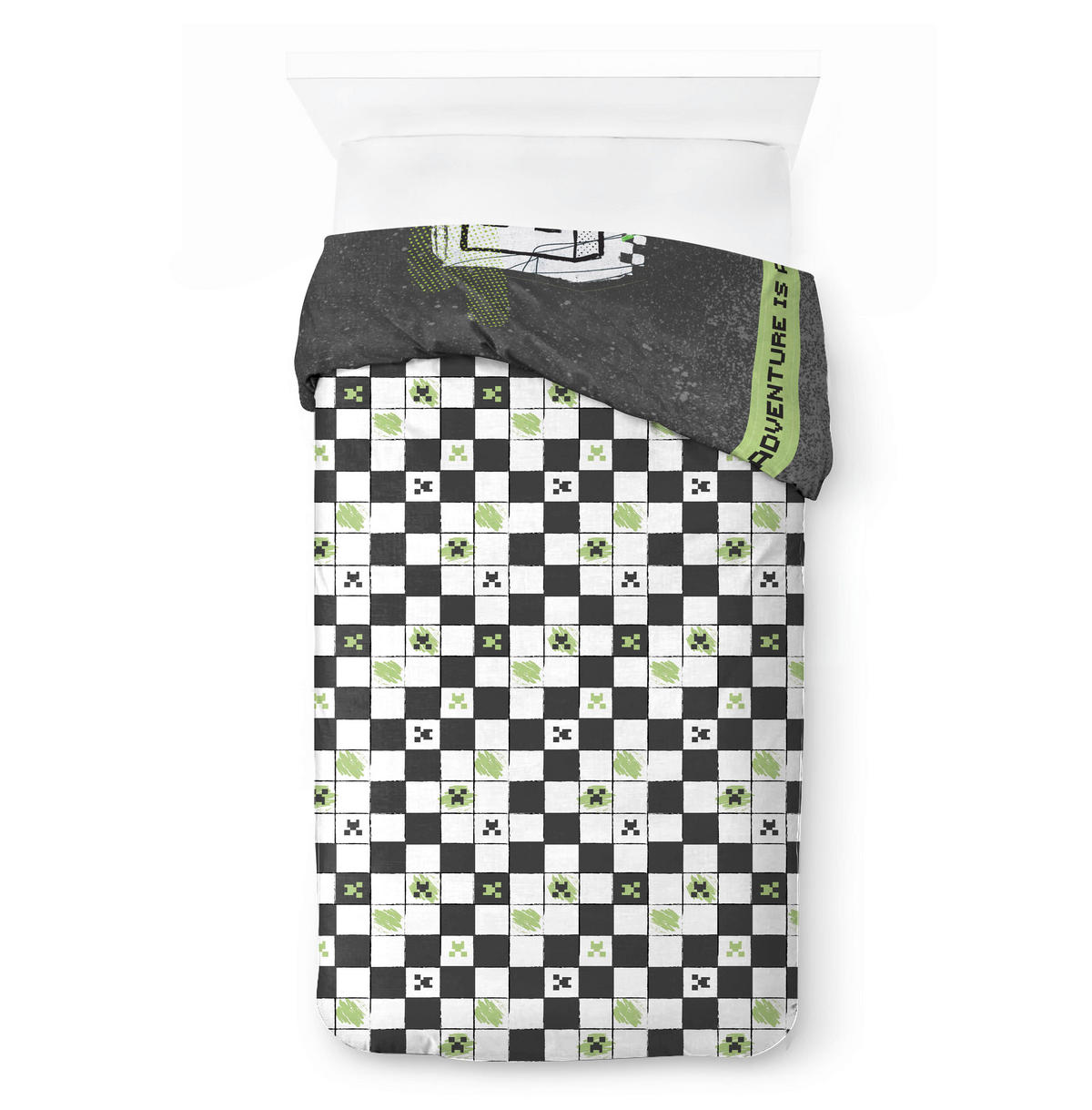 KINDERBETTWÄSCHE Minecraft Doodle Skate Teen 200/135 cm  - Weiß/Grün, Basics, Textil (200/135cm)