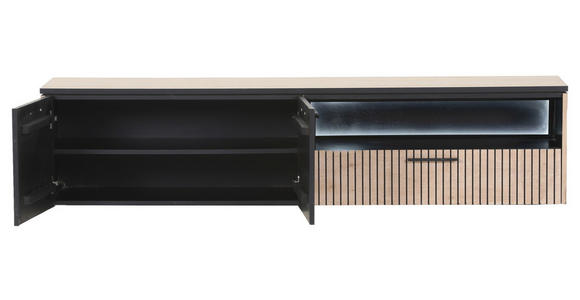 LOWBOARD in 180/40/43 cm - Eichefarben/Schwarz, Trend, Holzwerkstoff/Metall (180/40/43cm) - Carryhome