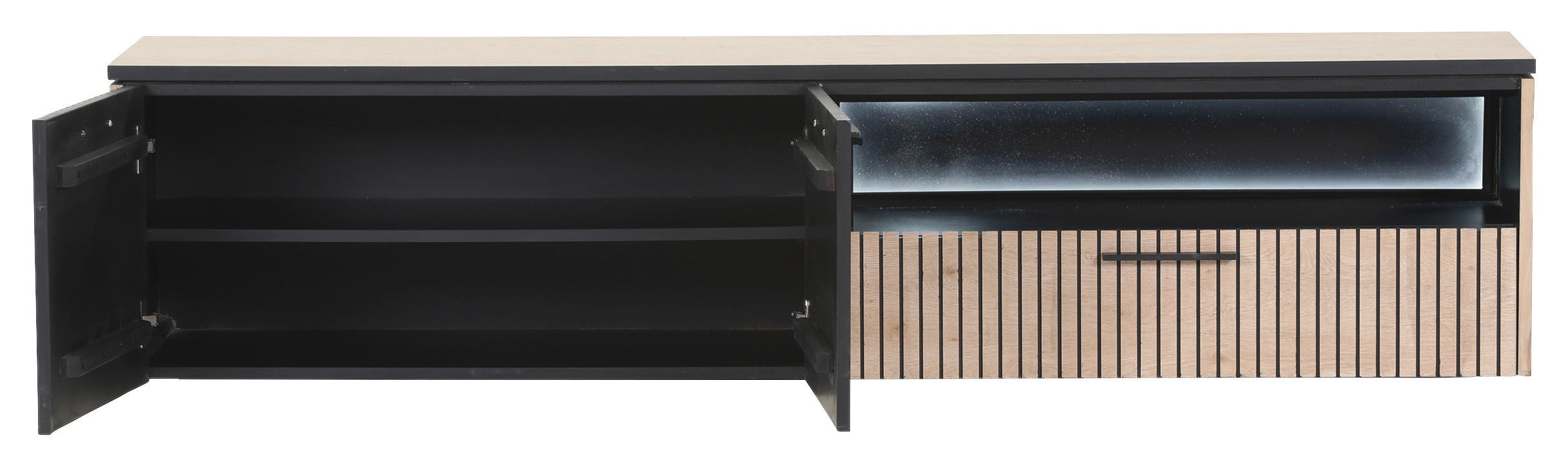 LOWBOARD  in 180/40/43 cm  - Eichefarben/Schwarz, Trend, Holzwerkstoff/Metall (180/40/43cm) - Carryhome