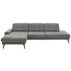 ECKSOFA in Flachgewebe Grau  - Schwarz/Grau, Design, Textil/Metall (190/309cm) - Beldomo Style