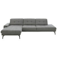 ECKSOFA in Flachgewebe Grau  - Schwarz/Grau, Design, Textil/Metall (190/309cm) - Beldomo Style