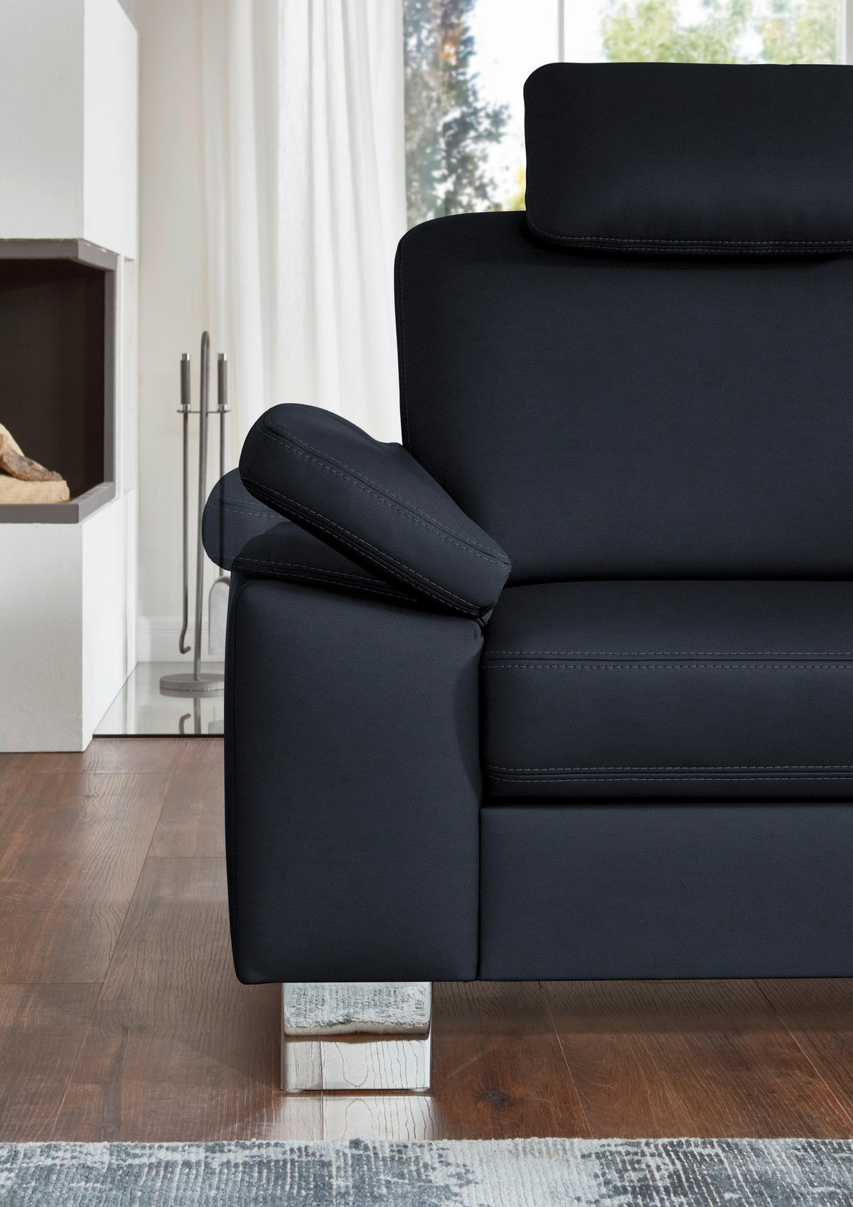 ECKSOFA  in Echtleder Dunkelblau  248/235 cm  - Alufarben/Dunkelblau, Design, Leder/Metall (248/235cm) - Beldomo Premium