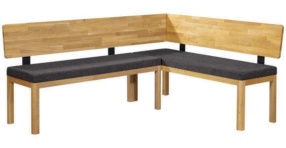 ECKBANK 208/171 cm Webstoff Eichefarben, Schwarz Eiche vollmassiv   - Eichefarben/Schwarz, KONVENTIONELL, Holz/Textil (208/171cm) - Linea Natura