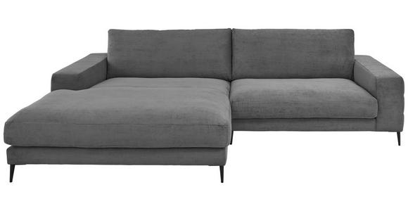 ECKSOFA  in Feincord Anthrazit  207/293 cm  - Anthrazit/Schwarz, Design, Textil/Metall (207/293cm) - Dieter Knoll