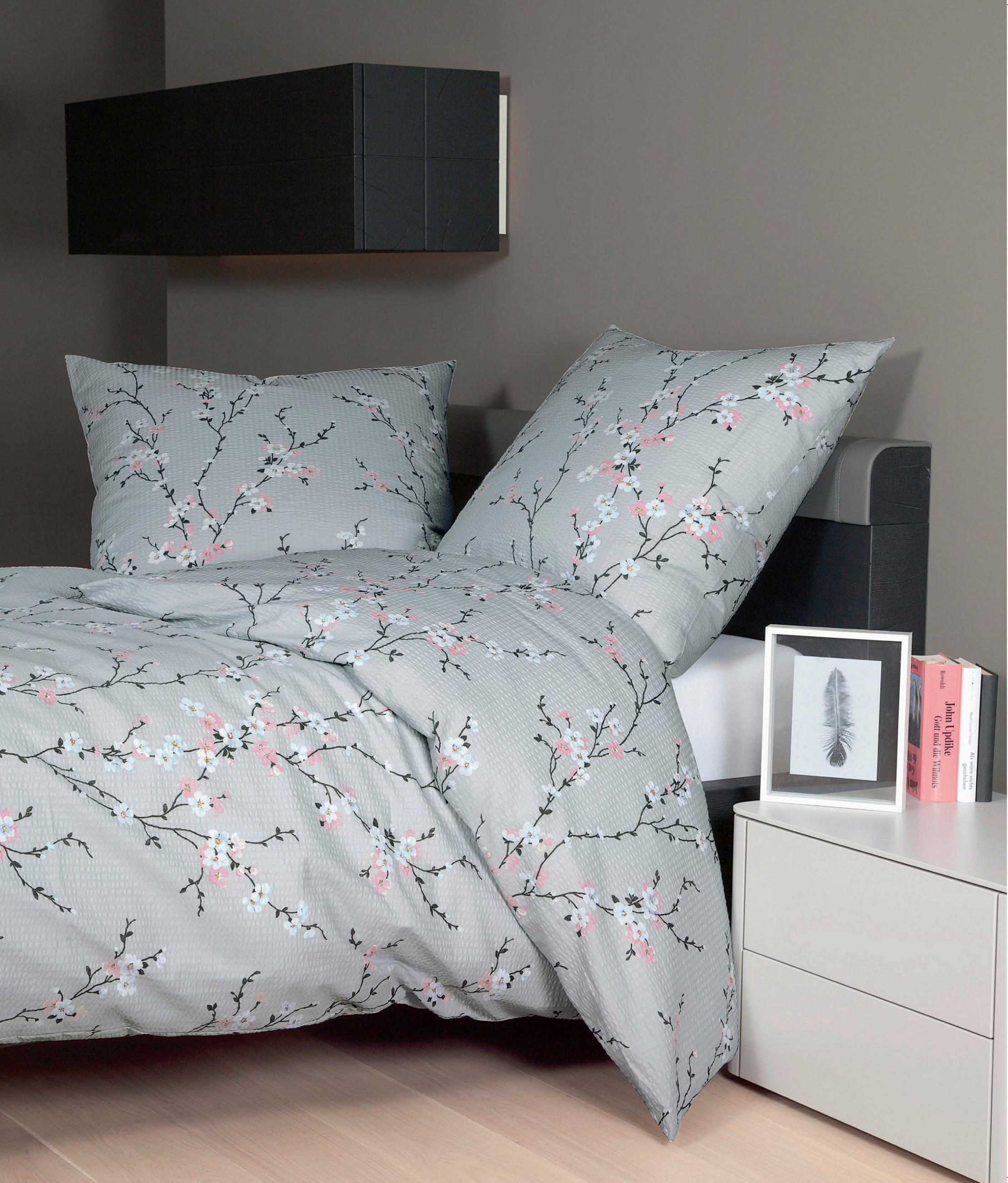 POSTELJNINA TANGO 135/200 cm mečkanka siva, roza - roza/siva, Konvencionalno, tekstil (135/200cm) - Janine