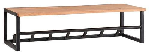 WANDGARDEROBE  in Akazie massiv Schwarz, Akaziefarben  - Schwarz/Akaziefarben, MODERN, Holz/Metall (80/22/33cm) - MID.YOU