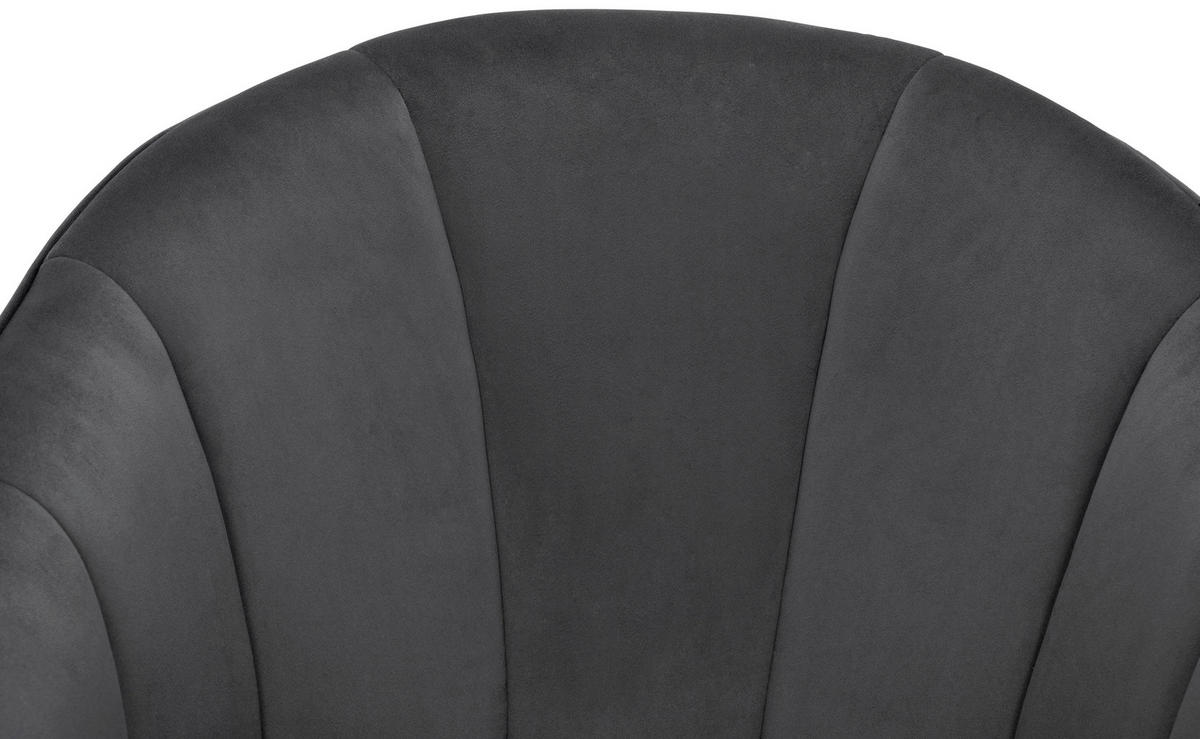 SESSEL in Samt Grau  - Schwarz/Grau, Design, Textil/Metall (71/84/69cm) - Livetastic