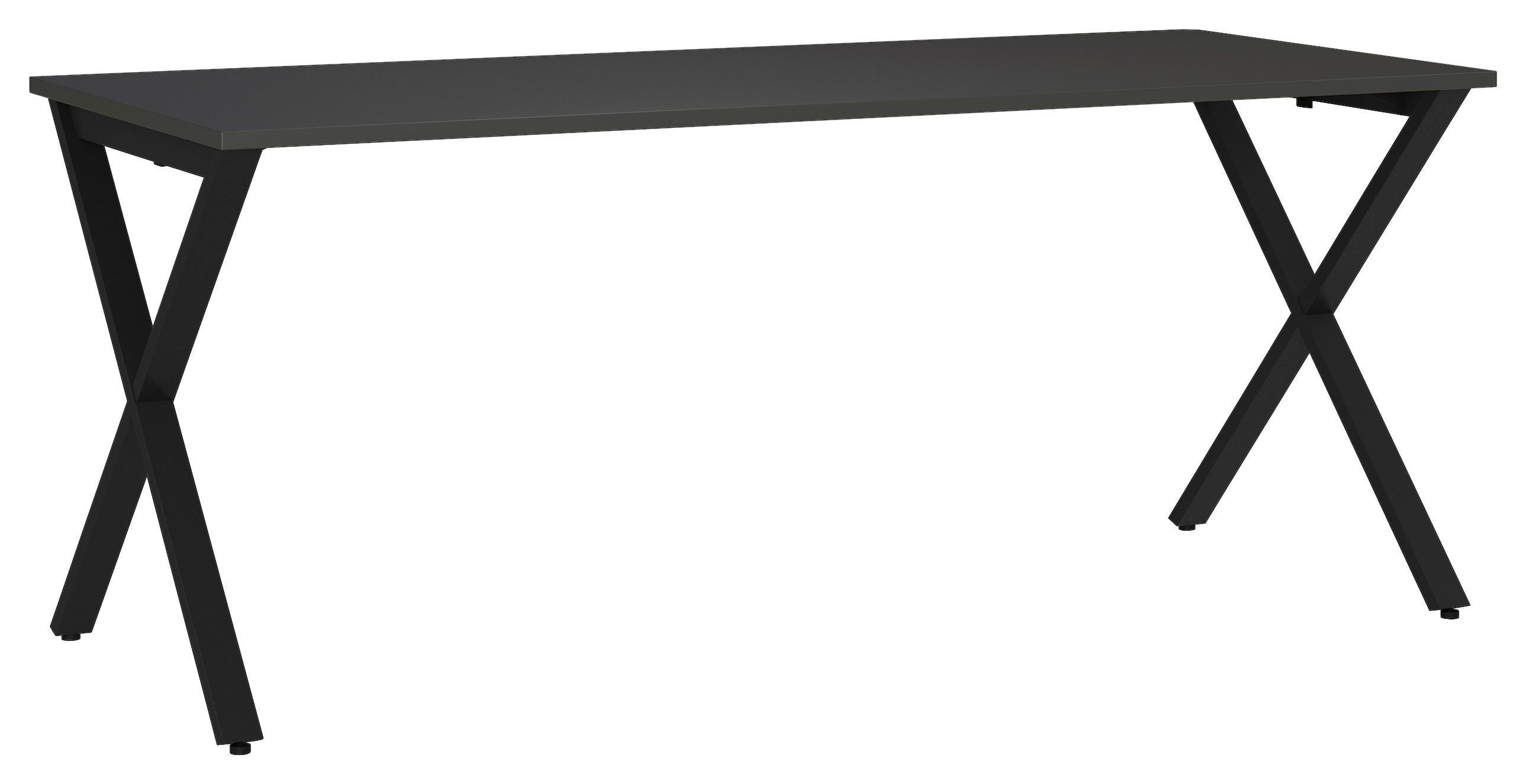 SCHREIBTISCH 180/80/75 cm Graphitfarben, Schwarz in verschiedenen Holz-Dekoren erhältlich, justierbare Füße  - Graphitfarben/Schwarz, MODERN, Holzwerkstoff/Metall (180/80/75cm) - Novel