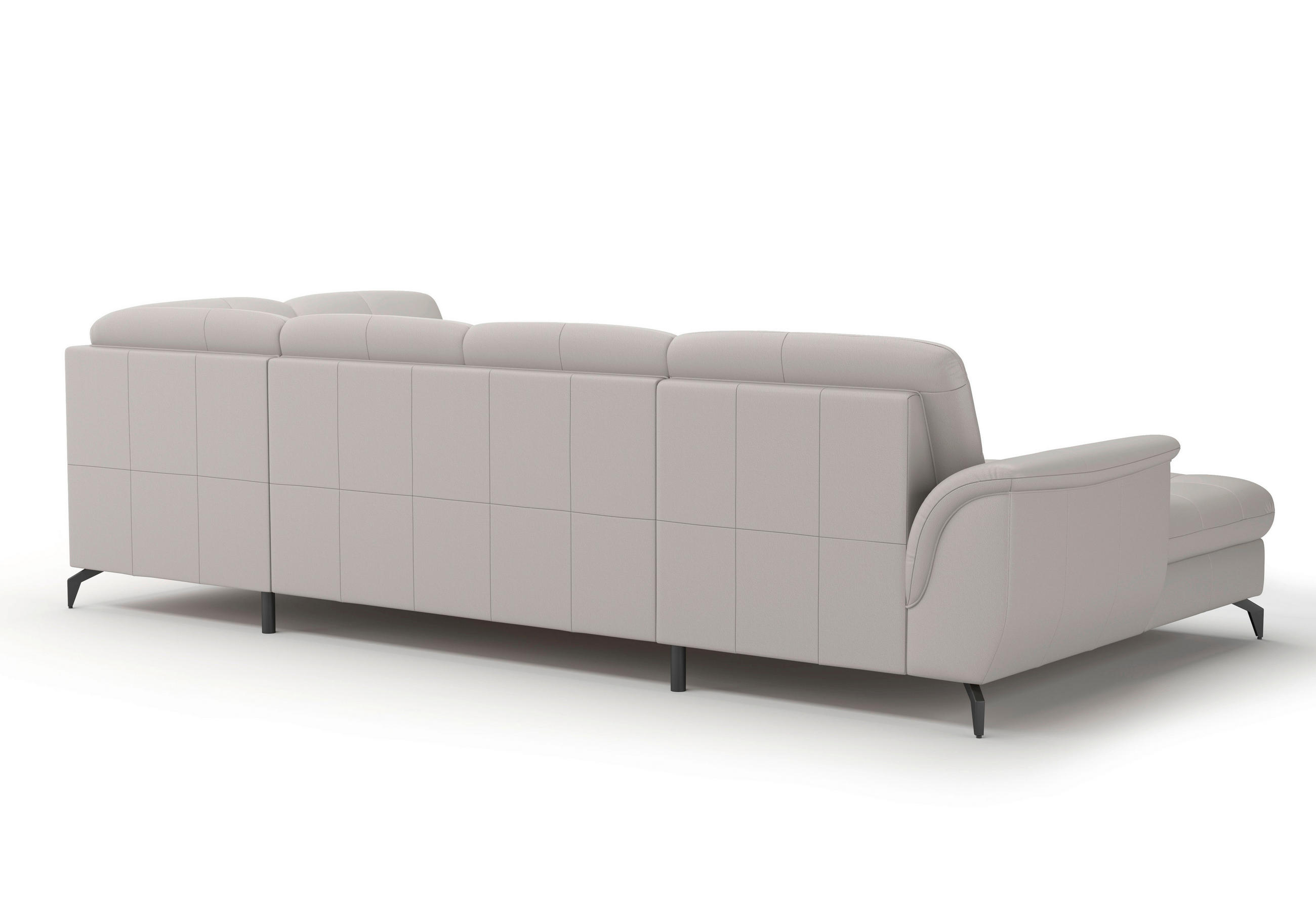WOHNLANDSCHAFT Hellgrau Echtleder  - Hellgrau/Schwarz, MODERN, Leder/Metall (164/319/212cm) - Sit & More