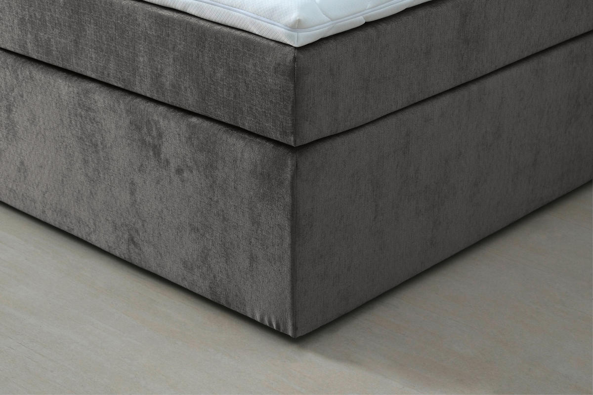 BOXSPRINGBETT 120/200 cm  in Anthrazit  - Anthrazit/Schwarz, Konventionell, Kunststoff/Textil (120/200cm) - Moderano