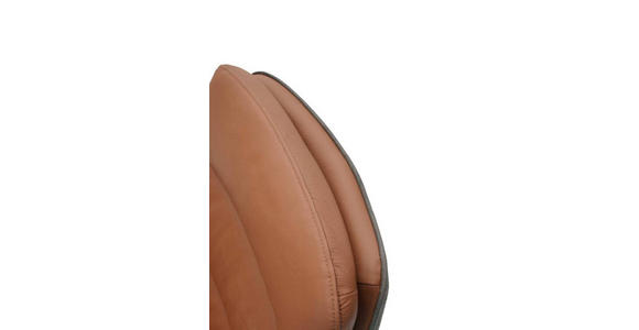 ARMLEHNSTUHL in Eisen Mikrofaser Echtleder pigmentiert - Cognac/Anthrazit, Design, Leder/Textil (58/89/67cm) - Novel