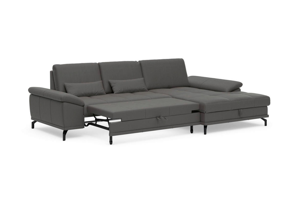 ROHOVÁ SEDAČKA, kůže, mokka - černá/mokka, Basics, kov/kůže (301/176cm) - Sit & More