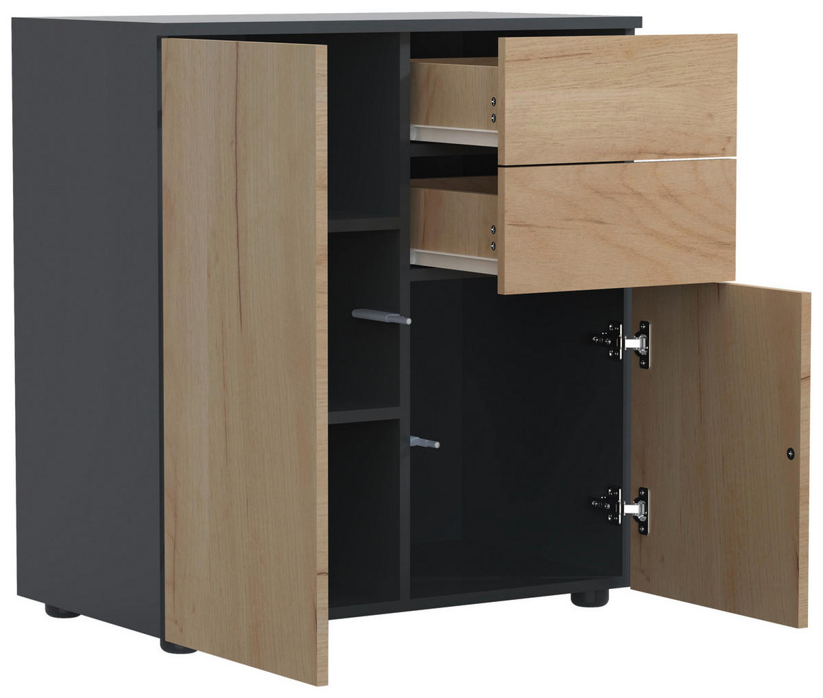 KOMMODE 70/77/39 cm  in Honigeiche, Anthrazit  - Honigeiche/Anthrazit, Modern, Holzwerkstoff/Kunststoff (70/77/39cm) - MID.YOU