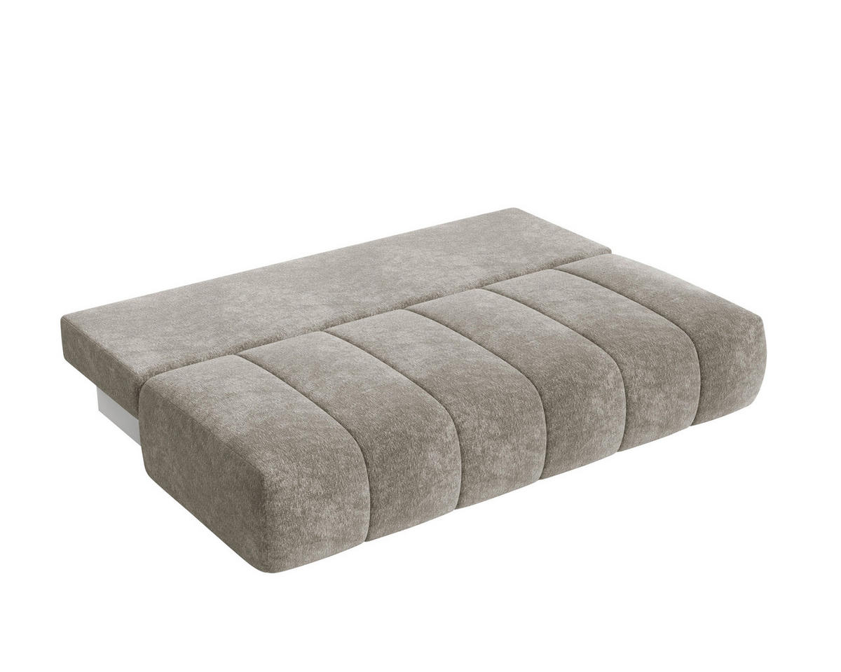 SCHLAFSOFA Chenille Graubraun  inkl. Zierkissen, Rückenkissen, Bettkasten, Schlaffunktion, Rücken echt, Liegefläche im Originalstoff  - Graubraun/Schwarz, MODERN, Kunststoff/Textil (210/88/104cm) - Milino