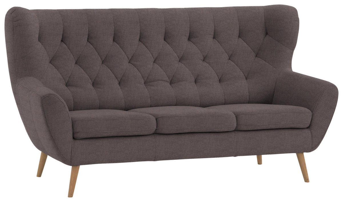 3-SITZER-SOFA in Mikrofaser Braun  - Braun, Design, Holz/Textil (187/101/95cm) - Stylife