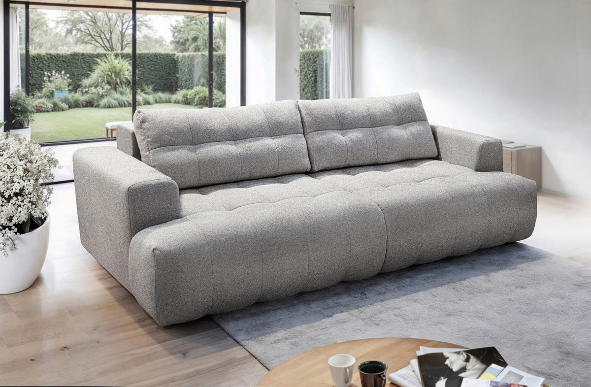 POHOVKA BIG SOFA, plast, textil, kompozitní dřevo, šedá - šedá/černá, Konvenční, kompozitní dřevo/textil (279/90/137cm) - Livetastic