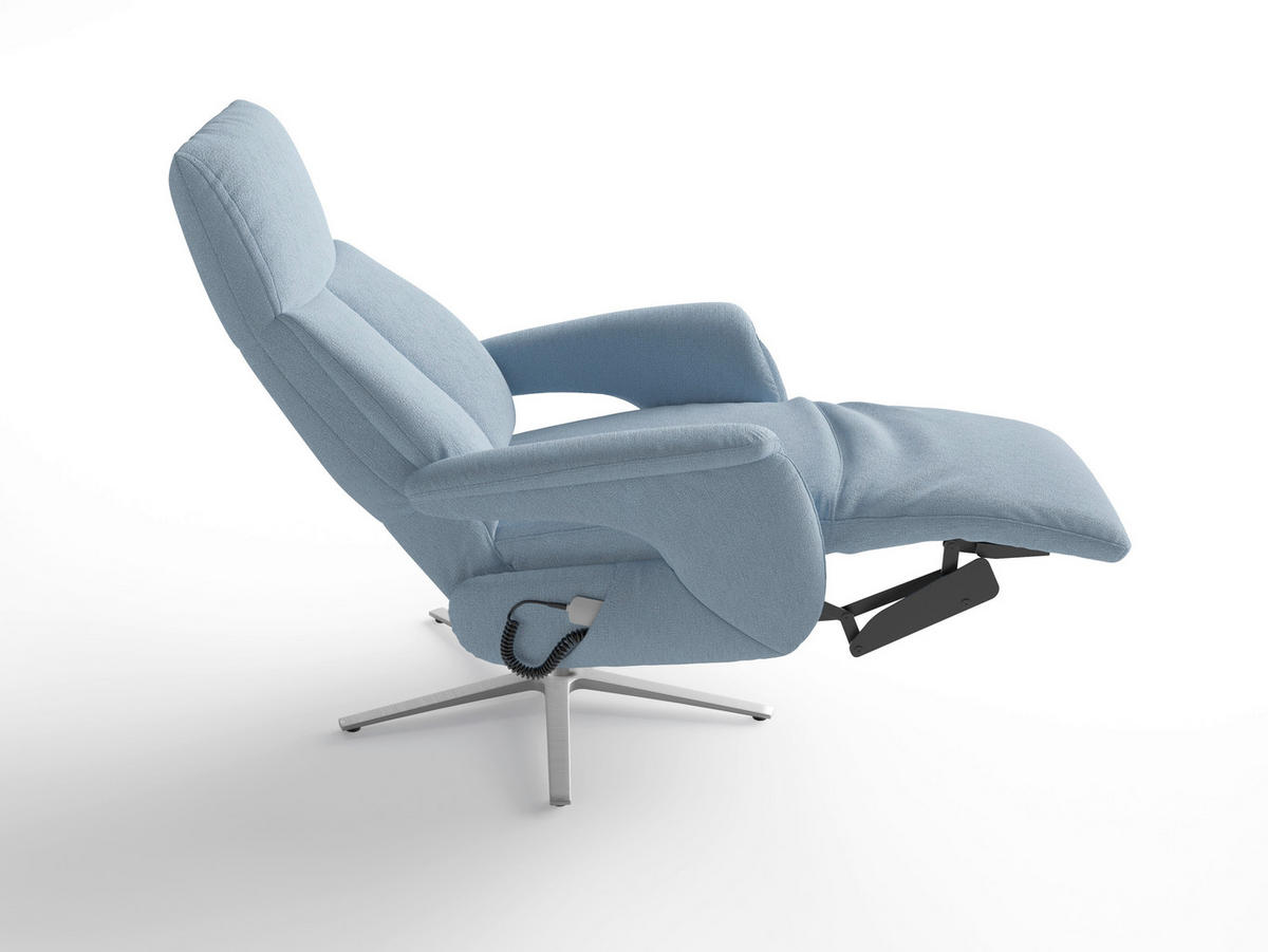 RELAXAČNÍ KŘESLO, textil, světle modrá - barvy stříbra/světle modrá, Basics, kov/textil (75/110/85cm) - Sit & More