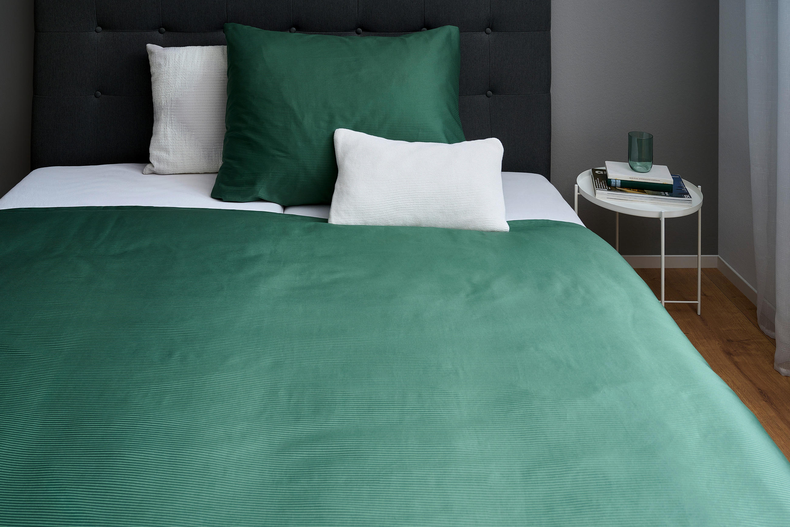 BETTWÄSCHESET Damast 200/210 cm  65 cm/100 cm  - Waldgrün, Basics, Textil (200/210cm) - Dieter Knoll
