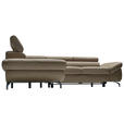 ECKSOFA in Echtleder Haselnussfarben  - Chromfarben/Haselnussfarben, Design, Leder/Metall (220/270cm) - Novel