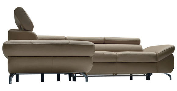 ECKSOFA in Echtleder Haselnussfarben - Chromfarben/Haselnussfarben, Design, Leder/Metall (220/270cm) - Novel