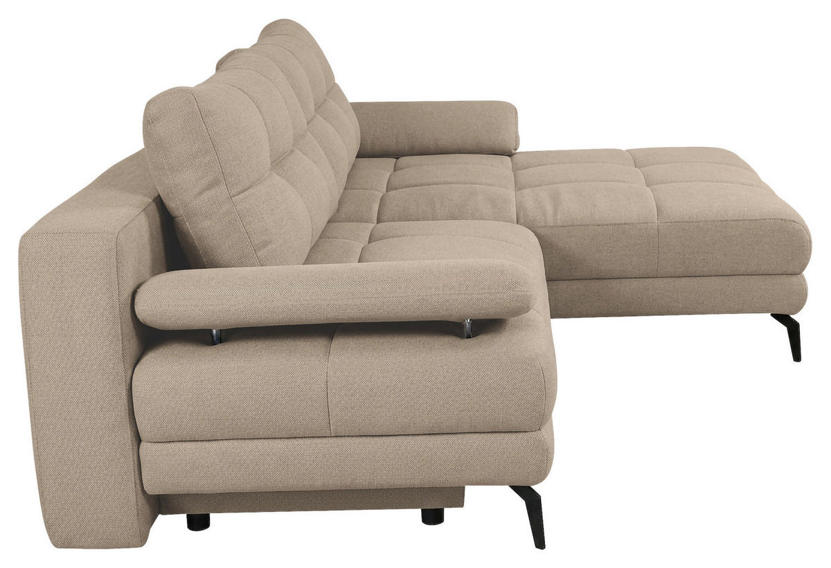 ECKSOFA Struktur Beige  - Beige/Schwarz, Modern, Textil/Metall (263/181cm) - Carryhome