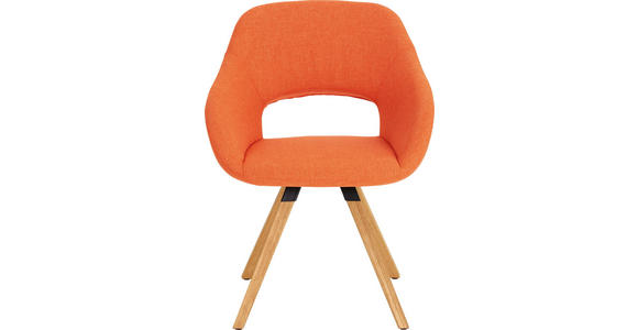 STUHL Wildeiche massiv Eichefarben, Orange - Eichefarben/Orange, Natur, Holz/Textil (62/80/60cm) - Valnatura