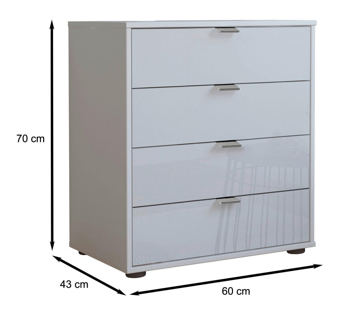 KOMMODE  in 60/70/43 cm  - Chromfarben/Schwarz, KONVENTIONELL, Glas/Holzwerkstoff (60/70/43cm) - Dieter Knoll