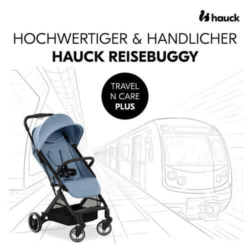 BUGGY TRAVEL N CARE PLUS  - Schwarz/Hellblau, Basics, Metall (81/51,5/105cm) - Hauck