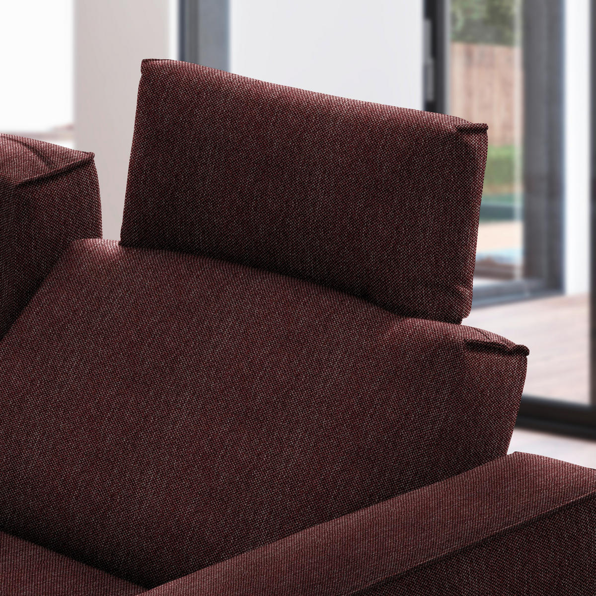 ECKSOFA in Flachgewebe Weinrot  - Weinrot/Schwarz, Design, Textil/Metall (210/260cm) - Johann Jakob