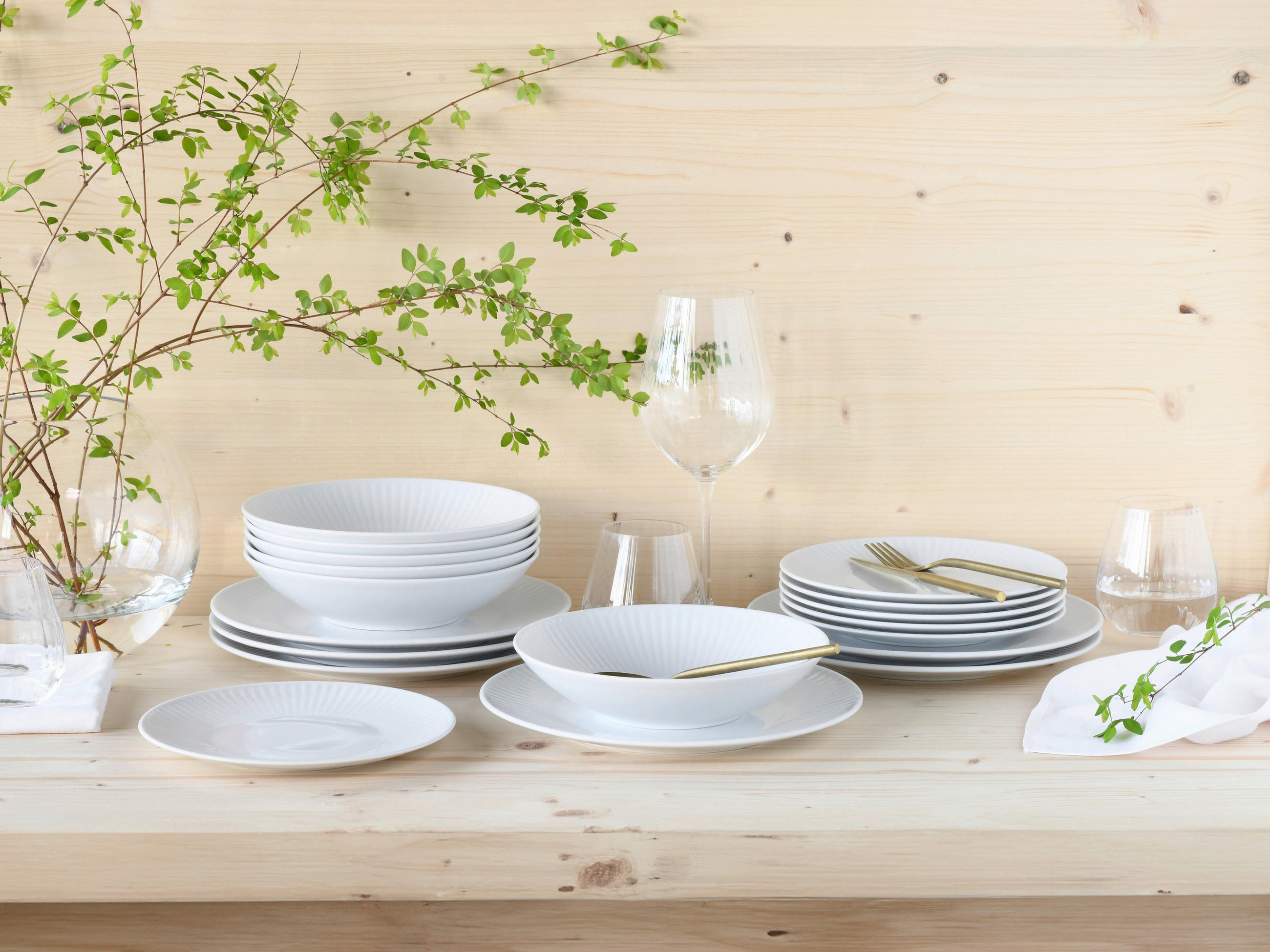 TAFELSERVICE Weiß 18-teilig Valencia  - Weiß, Design, Keramik - Creatable