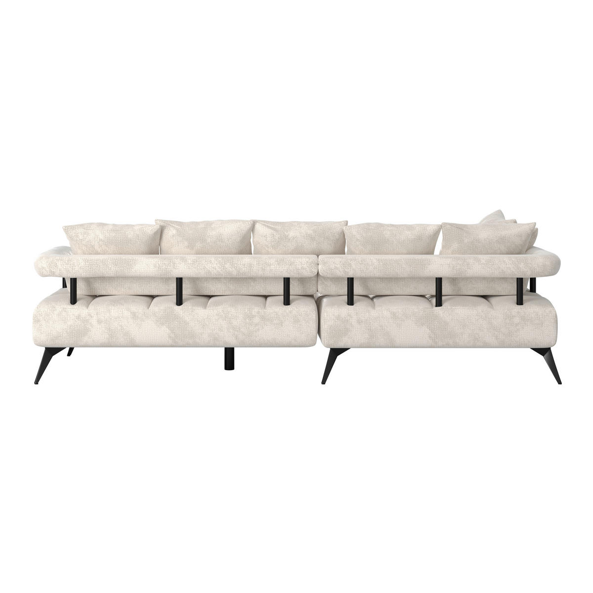 ECKSOFA in Flachgewebe Beige  - Beige/Schwarz, Modern, Kunststoff/Textil (200/297cm) - Livetastic