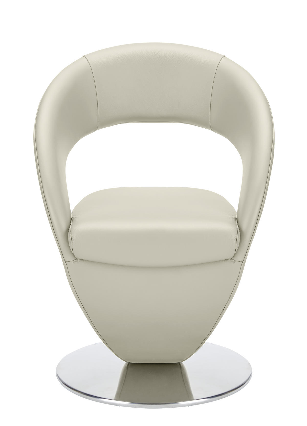 STUHL Echtleder Creme, Edelstahlfarben  - Edelstahlfarben/Creme, Design, Leder/Metall (62/86/61cm) - Moderano