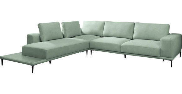 ECKSOFA  in Leinwand Mintgrün  271/318 cm  - Schwarz/Mintgrün, Design, Textil/Metall (271/318cm) - Belluti