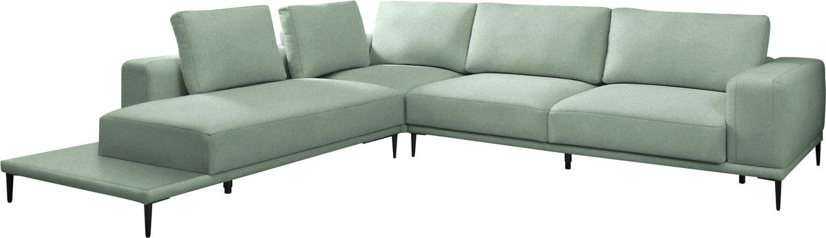 ECKSOFA  in Leinwand Mintgrün  271/318 cm  - Schwarz/Mintgrün, Design, Textil/Metall (271/318cm) - Belluti