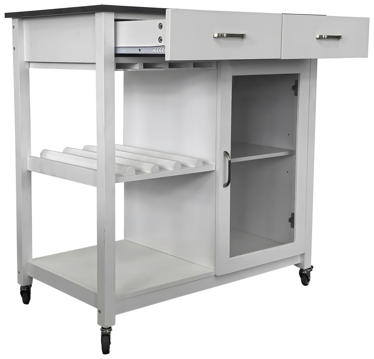 SERVIERWAGEN Weiß  - Silberfarben/Schwarz, Basics, Glas/Holzwerkstoff (90/91/50cm) - MID.YOU