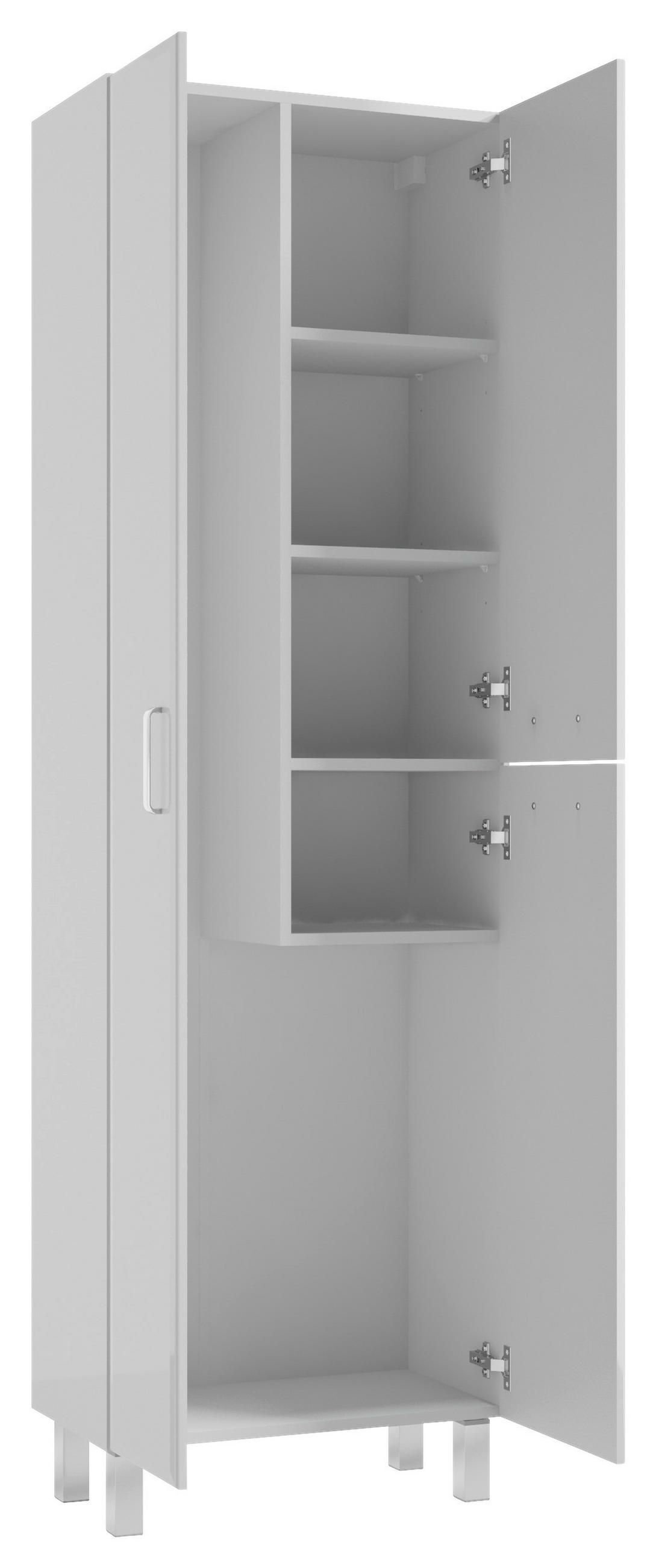 HOCHSCHRANK 60/193,5/37 cm  - Chromfarben/Weiß, MODERN, Holzwerkstoff/Metall (60/193,5/37cm) - MID.YOU