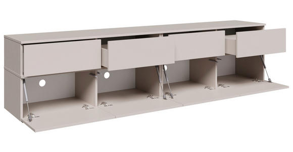 LOWBOARD  220/52/40 cm 4 Schublade(n) stehend, hängend  - Kaschmir/Silberfarben, Design, Holzwerkstoff/Kunststoff (220/52/40cm) - Xora