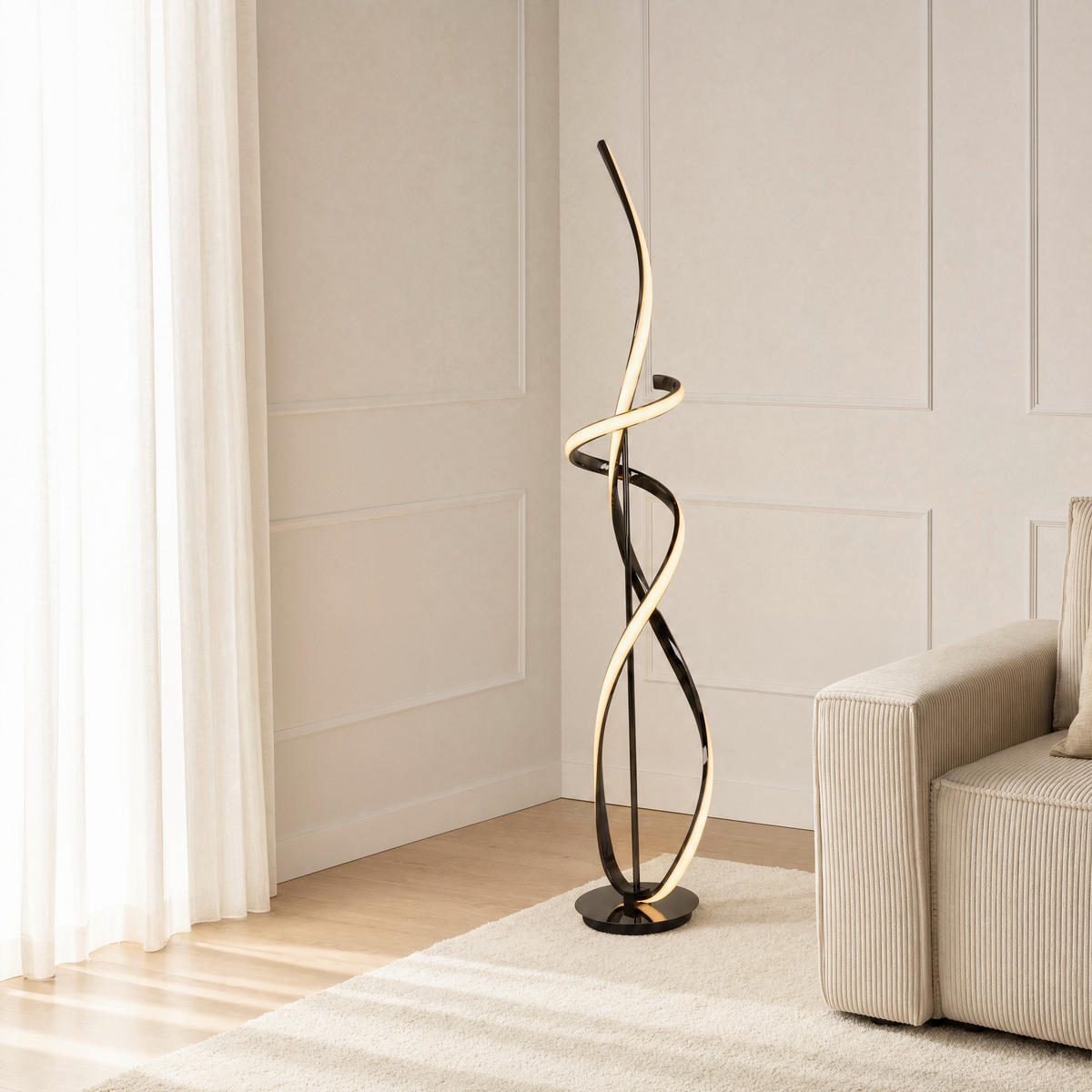 LED-STEHLEUCHTE Bandol 25/25/143 cm  - Schwarzchrom, Design, Kunststoff/Metall (25/25/143cm)
